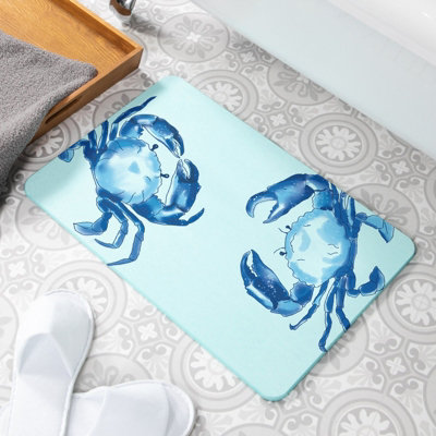 Crabs Blue Non Slip Stone Bath Mat