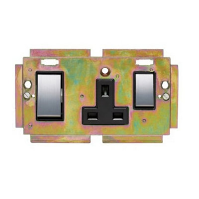 Crabtree 1522/1SC Platinum Cooker Unit Interior with Socket Interior 2 Gang 45 Amp (Satin Chrome Rockers)