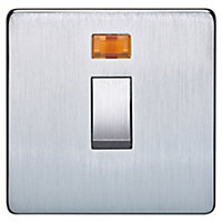 Crabtree 7011/3SC Platinum Screwless Low Profile Double Pole Switch with Neon 20 Amp - Satin Chrome