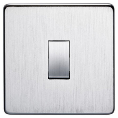 Crabtree 7175/SC Platinum Screwless Low Profile Light Switch 1 Gang INTERMEDIATE 10 Amp - Satin Chrome