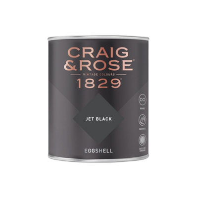 Craig & Rose 1829 Jet Black Eggshell Paint 750ml