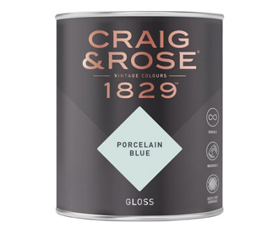 Craig & Rose 1829 Porcelain Blue Gloss Paint 750ml