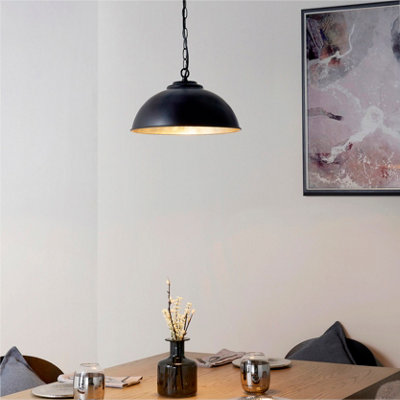 Crane Black and Gold Leaf 1 Light Ceiling Pendant