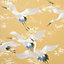 Cranes Wallpaper Mustard / Blue Fine Decor M1655