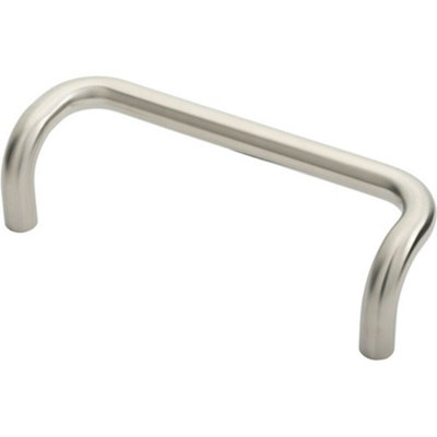 Cranked Door Pull Handle 19mm Dia 225mm Fixing Centres Satin Steel