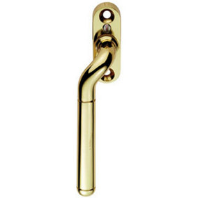 Cranked Locking Window Espagnolette Handle Left Handed 110mm Polished Brass