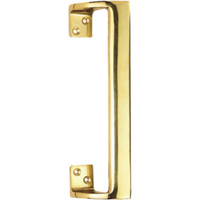 Cranked Oval Grip Door Pull Handle 225mm Length 46.5mm Proj Polished Brass
