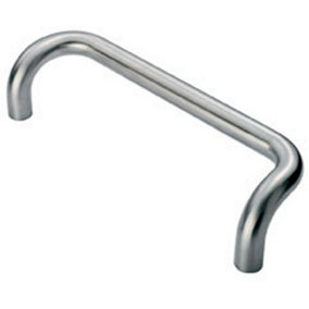 Cranked Pull Handle 325 x 25mm 300mm Fixing Centres Satin Stainless Steel