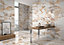 Crash Beige Rectified Satin Matt Marble Effect 600mm x 600mm Porcelain Wall & Floor Tiles (Pack of 4 w/ Coverage of 1.44m2)