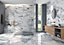 Crash Blue Rectified Satin Matt Marble Effect 600mm x 600mm Porcelain Wall & Floor Tiles (Pack of 4 w/ Coverage of 1.44m2)