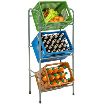 Crate rack for 3 beverage crates - grey