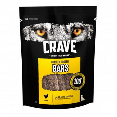 Crave Natural Grain Free Protein Bar Adult Dog Treat Chicken 76g - Pack of 7