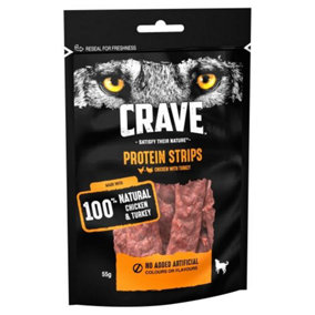 Crave Protein Strips With Turkey & Chicken 55g (Pack of 7)