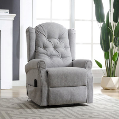 Crawley 82cm Wide Light Textured Fabric Electric Mobility Aid Lift Assist Recliner Arm Chair with Massage Heat Functions