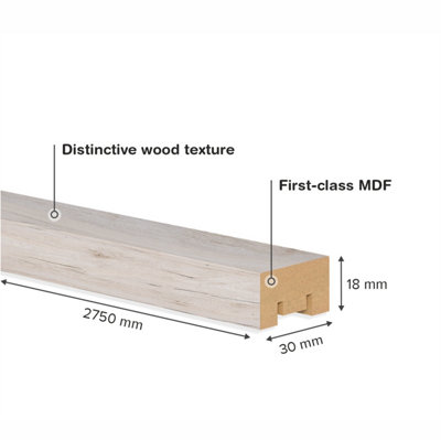 Cre8 Decorative Wall Panelling Slats Home Interiors - Oak White - 2750mm x 30mm x 18mm - 16 Pack