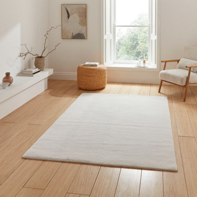 Cream 13mm Thick Super-Soft Stain-Resistant Rug for Bedroom, & Dining Room, Easy to Clean Modern Area Rug-160cm X 230cm