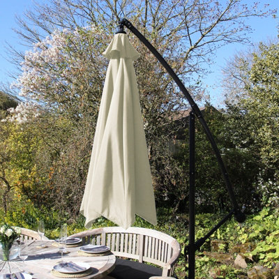 Cream 3m Cantilever Garden Parasol Hanging Umbrella