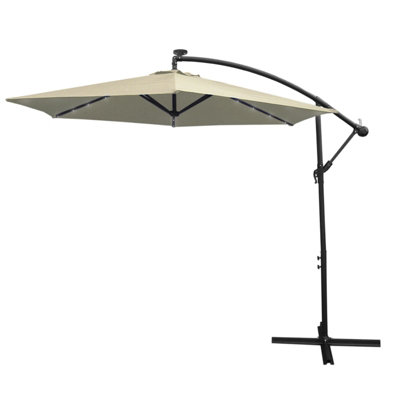 Cream 3m LED Cantilever Parasol