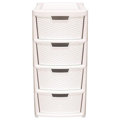 Cream 4 Drawer Modular Rattan Storage Tower Unit For Home & Office