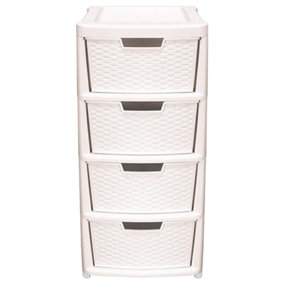Cream 4 Drawer Modular Rattan Storage Tower Unit For Home & Office