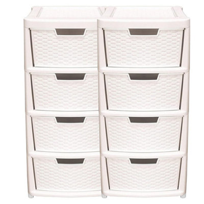 Cream 4 Drawer Modular Rattan Storage Tower Unit For Home & Office