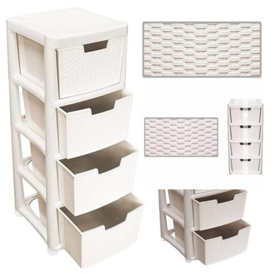 Cream 4 Drawer Modular Rattan Storage Tower Unit For Home & Office - 3