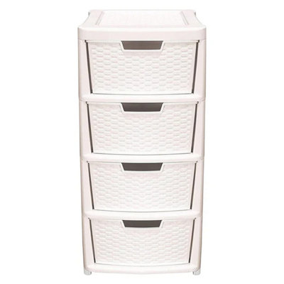 Cream 4 Drawer Spacious Rattan Effect Storage Unit For Home & Office