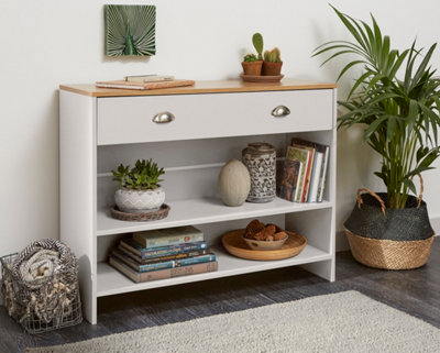 Cream and Oak Hallway Storage Unit with Shelves and Drawers DIY at B Q