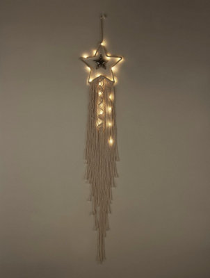 CREAM AND SILVER MACRAME STAR LIGHT