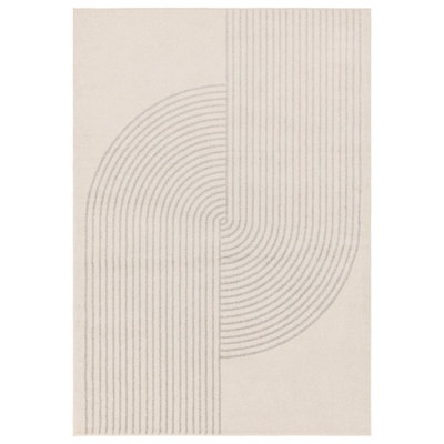 Cream Arch Abstract Modern Easy to Clean Rug for Living Room Bedroom and Dining Room-160cm X 230cm
