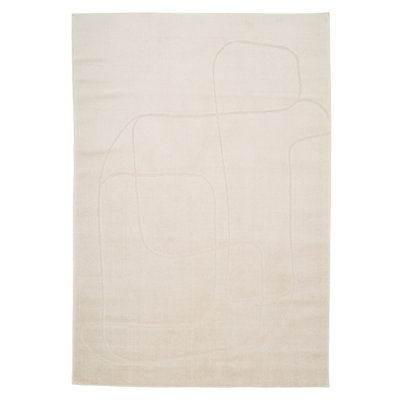 Cream Beige Free-Form Velvety Soft Rug 120x170cm