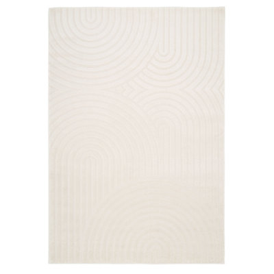 Cream Beige Groove Velvety Soft Rug 120x170cm