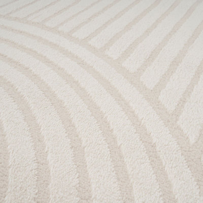 Cream Beige Groove Velvety Soft Rug 120x170cm