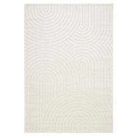 Cream Beige Groove Velvety Soft Rug 240x330cm