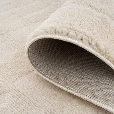 Cream Beige Living Velvety Soft Rug 190x280cm