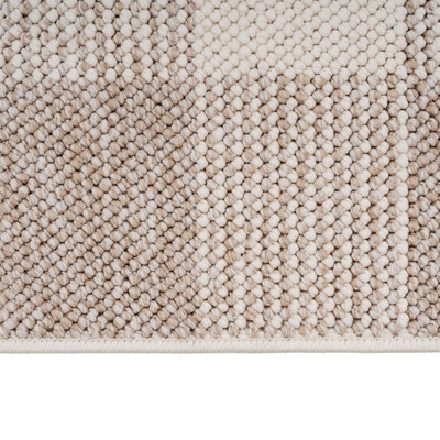 Cream Beige Neutral Boucle Textured Checkered Soft Area Rug 240cm x 330cm