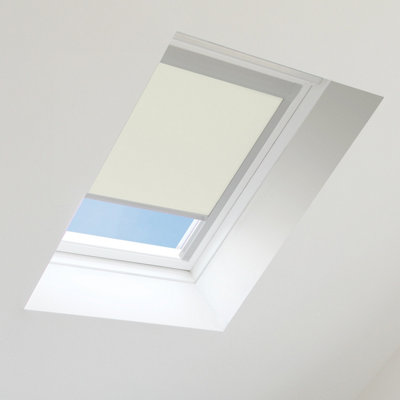 Cream Blackout Blind for Velux Roof Window Size 206 ,Silver Frames