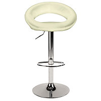 Cream Breakfast Barstool - Retro Style Comfortable Kitchen Swivel Seat with Adjustable Height, Chrome Base & Footstool