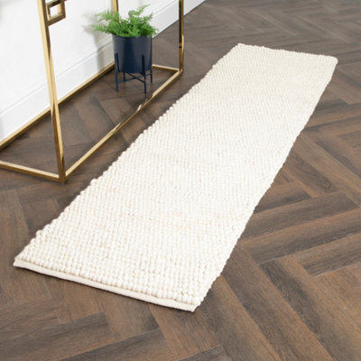 Cream Bubble Runner Wool Rug (60 x 230cm)