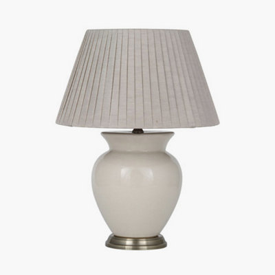 Cream Ceramic Table Lamp With Pleat Empire Lampshade