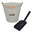 Cream Coal Bucket With Lid & 5" Shovel Metal Ash Tidy Bin Coal Fire Log Burner