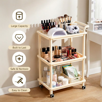 Cream-colored Three-tier Household Multi-functional Plastic Storage ...