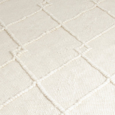 Cream Diamond Pattern Large Wool Rug
