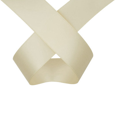 Cream Double Sided Satin Ribbon Polyester Ribbon Roll, 40mm x 10 metres