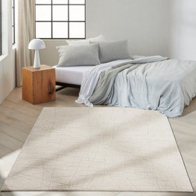 Cream Easy to Clean Abstract Luxurious Modern Rug for Living Room, Bedroom - 160cm X 221cm