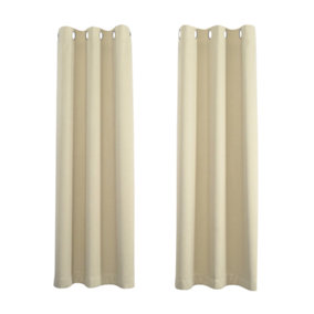 Cream Eyelet Curtains - Thermal Blackout Curtains  - 46 x 54 Inch Drop - 2 Panel