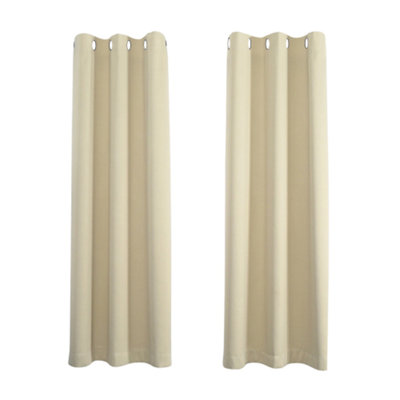 Cream Eyelet Curtains - Thermal Blackout Curtains - 46 x 63 Inch Drop - 2 Panel