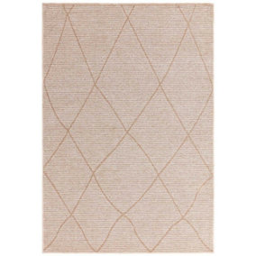 Cream Geometric Modern Rug Easy to clean Living Room and Bedroom-120cm X 170cm