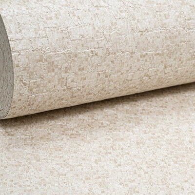 Cream Gold Glitter Wallpaper Plain Shimmer Textured Heavy Weight Italian Vinyl