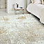 Cream Gold Luxurious Modern Easy to Clean Abstract Rug For Dining Room-200cm X 290cm